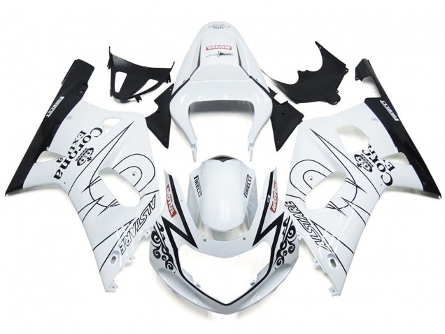 01-03 Blanco Brillante Corona & Negro GSXR 600-750 Carenados Moto