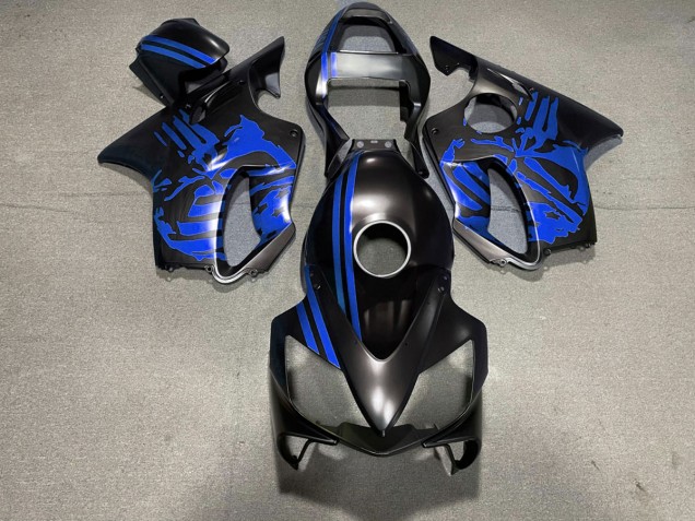 01-03 Cráneo Negro Mate & Azul CBR600 F4i Carenados Moto 01-03 Cráneo Negro Mate & Azul CBR600 F4i Carenados Moto