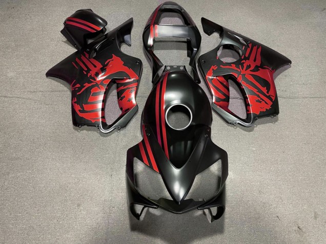 01-03 Cráneo Negro Mate & Rojo CBR600 F4i Carenados Moto 01-03 Cráneo Negro Mate & Rojo CBR600 F4i Carenados Moto