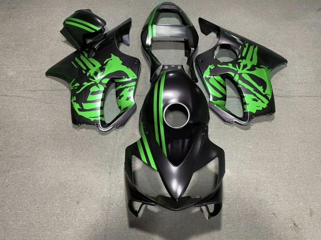 01-03 Cráneo Negro Mate & Verde CBR600 F4i Carenados Moto