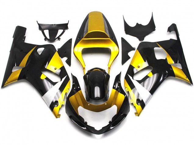01-03 Estilo Dorado & Negro Brillante GSXR 600-750 Carenados Moto 01-03 Estilo Dorado & Negro Brillante GSXR 600-750 Carenados Moto