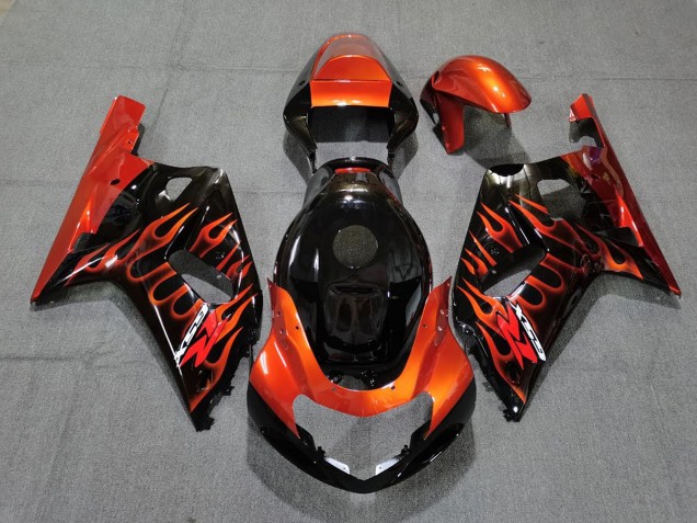 01-03 Negro Brillante & Naranja GSXR 600-750 Carenados Moto 01-03 Negro Brillante & Naranja GSXR 600-750 Carenados Moto