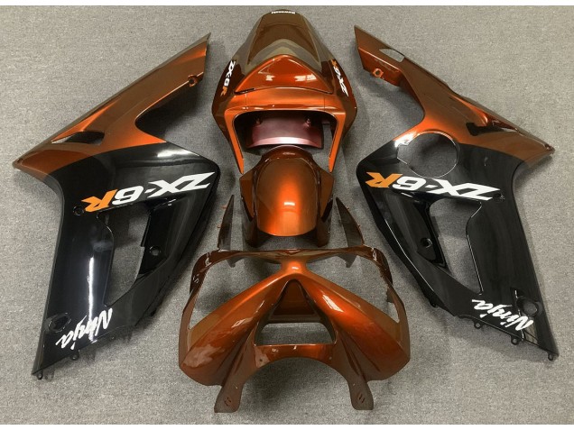 03-04 Naranja Brillante & Negro ZX6R Carenados Moto 03-04 Naranja Brillante & Negro ZX6R Carenados Moto