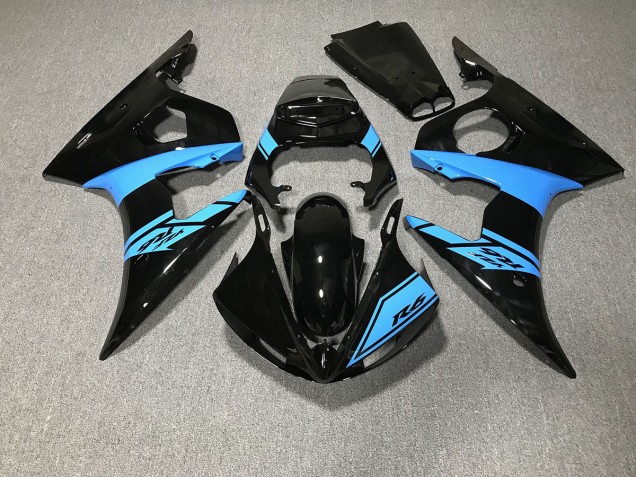 03-04 Negro Brillante & Azul Claro R6 Carenados Moto 03-04 Negro Brillante & Azul Claro R6 Carenados Moto