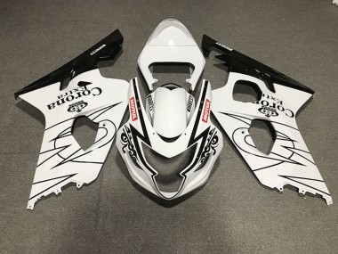 04-05 Estilo Corona En Blanco & Negro Brillante GSXR 600-750 Carenados Moto