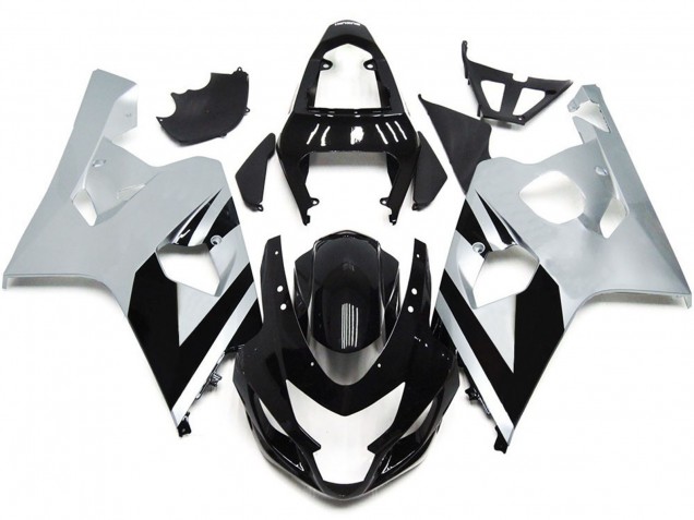 04-05 Estilo Plateado & Negro Brillante OEM GSXR 600-750 Carenados Moto 04-05 Estilo Plateado & Negro Brillante OEM GSXR 600-750 Carenados Moto