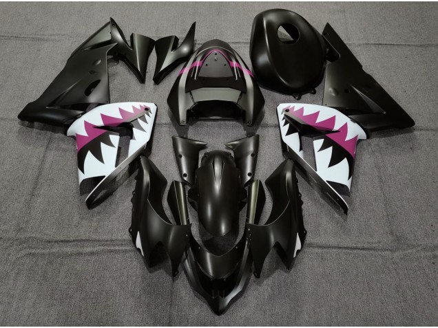 04-05 Tiburón Negro Mate & Rosa ZX10R Carenados Moto 04-05 Tiburón Negro Mate & Rosa ZX10R Carenados Moto