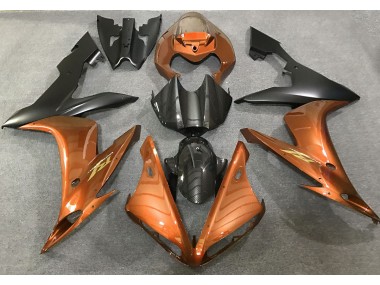 04-06 Estilo Naranja Brillante & Fibra De Carbono R1 Carenados Moto