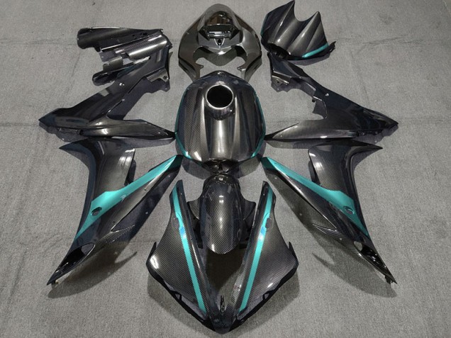 04-06 Fibra De Carbono Estilo Con Azul Claro R1 Carenados Moto