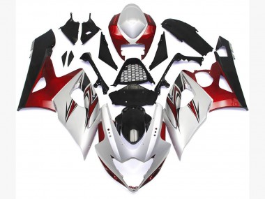 05-06 Estilo Blanco Brillante Con Toques Plateados & Bronce GSXR 1000 Carenados Moto