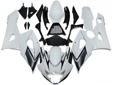 05-06 Estilo Blanco Brillante Con Toques Plateados GSXR 1000 Carenados Moto