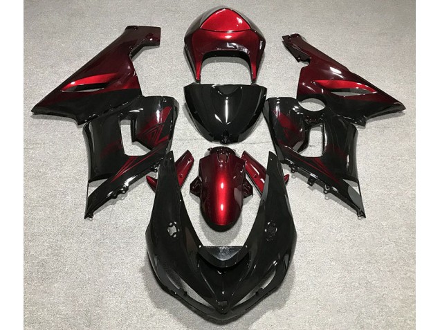05-06 Negro Brillante & Rojo Intenso ZX6R Carenados Moto 05-06 Negro Brillante & Rojo Intenso ZX6R Carenados Moto