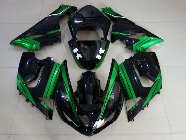 05-06 Negro Brillante & Verde Eléctrico ZX6R Carenados Moto 05-06 Negro Brillante & Verde Eléctrico ZX6R Carenados Moto