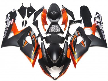 05-06 Negro & Naranja Mate & Brillante Personalizados GSXR 1000 Carenados Moto