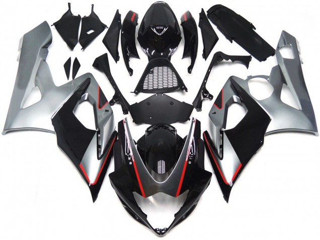 05-06 Negro & Plata Brillo Con Rojo GSXR 1000 Carenados Moto 05-06 Negro & Plata Brillo Con Rojo GSXR 1000 Carenados Moto