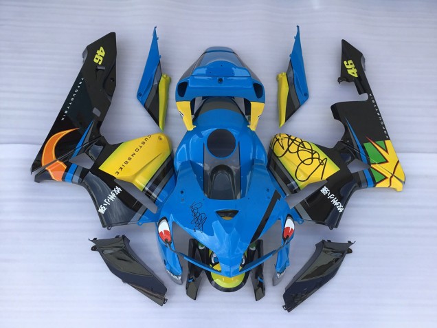 05-06 Tiburón Azul & Amarillo CBR600RR Carenados Moto 05-06 Tiburón Azul & Amarillo CBR600RR Carenados Moto