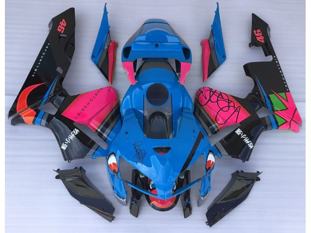 05-06 Tiburón Azul & Rosa CBR600RR Carenados Moto 05-06 Tiburón Azul & Rosa CBR600RR Carenados Moto