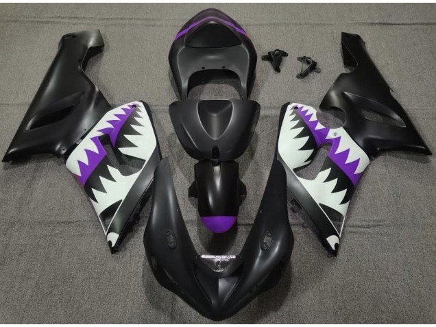05-06 Tiburón Negro Mate & Morado ZX6R Carenados Moto 05-06 Tiburón Negro Mate & Morado ZX6R Carenados Moto