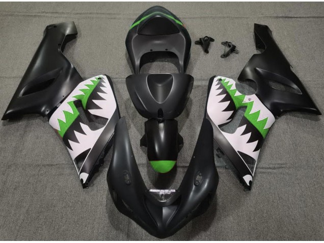 05-06 Tiburón Negro Mate & Verde ZX6R Carenados Moto 05-06 Tiburón Negro Mate & Verde ZX6R Carenados Moto