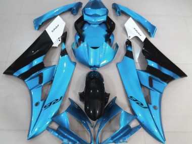 06-07 Azul Claro Brillante & Negro R6 Carenados Moto