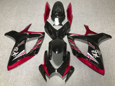 06-07 Diseño Rojo Brillante & Negro GSXR 600-750 Carenados Moto