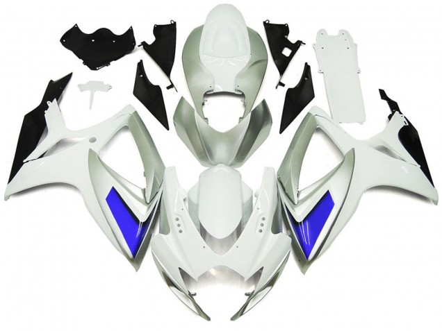 06-07 Estilo Plateado Blanco & Azul Brillante GSXR 600-750 Carenados Moto 06-07 Estilo Plateado Blanco & Azul Brillante GSXR 600-750 Carenados Moto