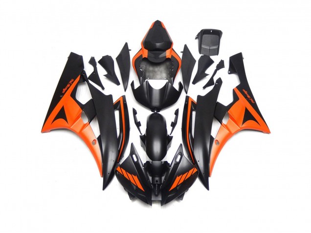 06-07 Negro Mate & Naranja Personalizados R6 Carenados Moto 06-07 Negro Mate & Naranja Personalizados R6 Carenados Moto