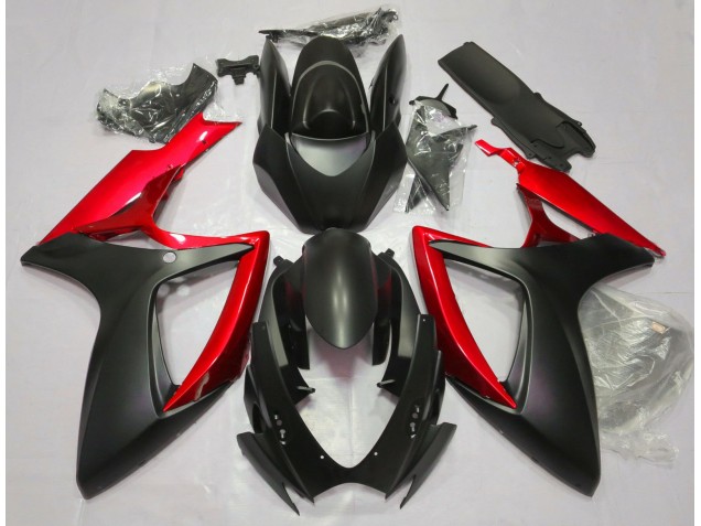 06-07 Negro Mate & Rojo GSXR 600-750 Carenados Moto 06-07 Negro Mate & Rojo GSXR 600-750 Carenados Moto