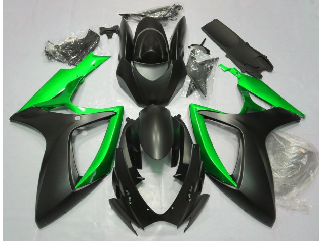 06-07 Negro Mate & Verde GSXR 600-750 Carenados Moto 06-07 Negro Mate & Verde GSXR 600-750 Carenados Moto