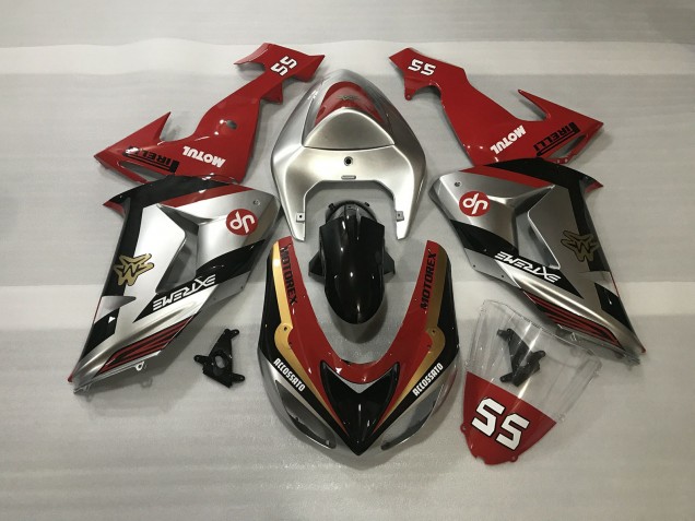 06-07 Plata Brillante & Rojo ZX10R Carenados Moto 06-07 Plata Brillante & Rojo ZX10R Carenados Moto