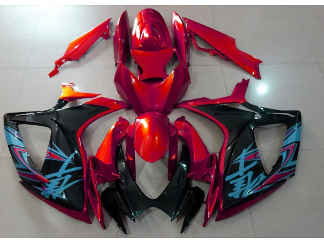 06-07 Rojo Brillante & Negro GSXR 600-750 Carenados Moto 06-07 Rojo Brillante & Negro GSXR 600-750 Carenados Moto