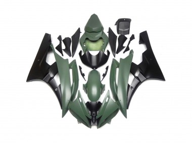 06-07 Verde Mate & Negro Personalizados R6 Carenados Moto