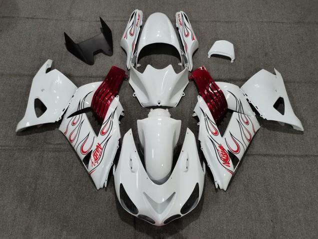 06-11 Blanco Rojo Llama ZX14R Carenados Moto 06-11 Blanco Rojo Llama ZX14R Carenados Moto