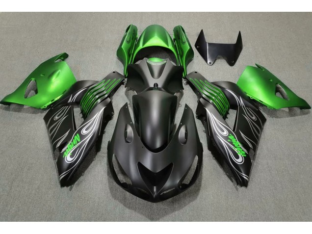 06-11 Negro Mate & Verde ZX14R Carenados Moto