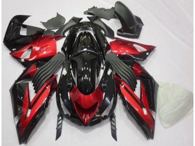 06-11 Rojo Brillante & Negro Liso ZX14R Carenados Moto