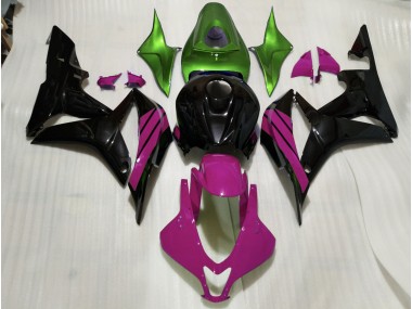 07-08 Acentos En Negro Brillante Rosa & Verde CBR600RR Carenados Moto