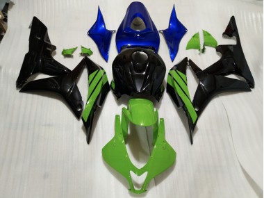 07-08 Detalles En Negro Brillante & Verde & Azul CBR600RR Carenados Moto