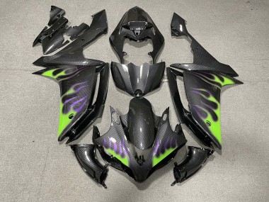 07-08 Estilo Fibra De Carbono Con Llamas R1 Carenados Moto