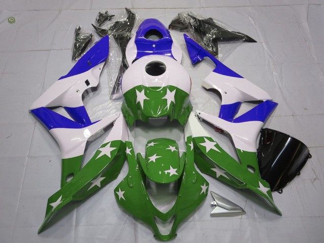 07-08 Estrellas & Rayas Verdes & Azules CBR600RR Carenados Moto 07-08 Estrellas & Rayas Verdes & Azules CBR600RR Carenados Moto