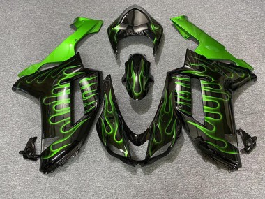07-08 Negro Brillante & Verde Llama ZX6R Carenados Moto