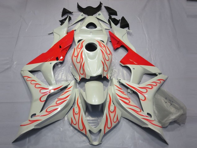 07-08 Rojo Llama Sobre Blanco CBR600RR Carenados Moto 07-08 Rojo Llama Sobre Blanco CBR600RR Carenados Moto