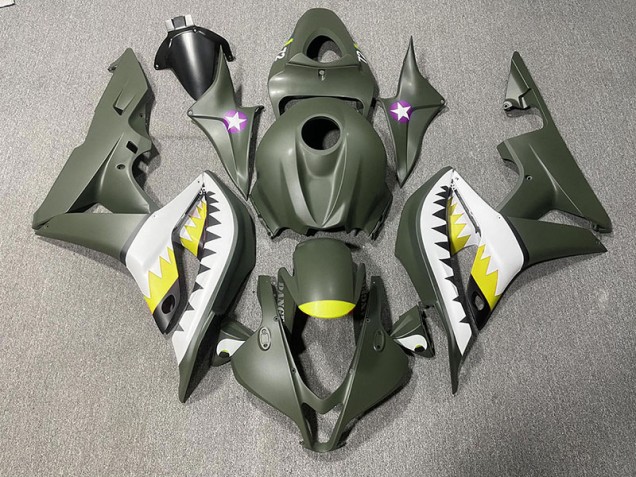 07-08 Tiburón Verde Mate & Amarillo CBR600RR Carenados Moto 07-08 Tiburón Verde Mate & Amarillo CBR600RR Carenados Moto