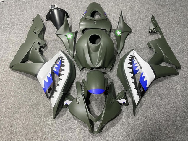 07-08 Tiburón Verde Mate & Azul CBR600RR Carenados Moto 07-08 Tiburón Verde Mate & Azul CBR600RR Carenados Moto