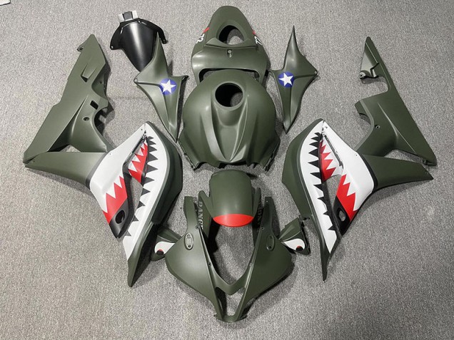 07-08 Tiburón Verde Mate & Rojo CBR600RR Carenados Moto 07-08 Tiburón Verde Mate & Rojo CBR600RR Carenados Moto