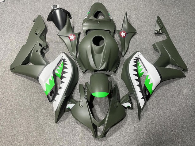 07-08 Tiburón Verde Mate & Verde Claro CBR600RR Carenados Moto 07-08 Tiburón Verde Mate & Verde Claro CBR600RR Carenados Moto