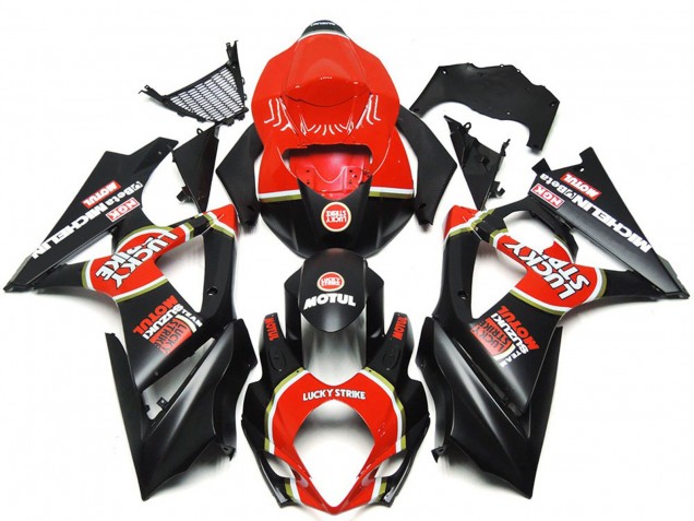 07-08 Vibrante Negro Mate Personalizado Lucky Strike GSXR 1000 Carenados Moto 07-08 Vibrante Negro Mate Personalizado Lucky Strike GSXR 1000 Carenados Moto