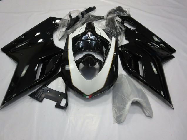 07-14 Blanco & Negro Brillante Ducati 848 1098 1198 Carenados Moto 07-14 Blanco & Negro Brillante Ducati 848 1098 1198 Carenados Moto
