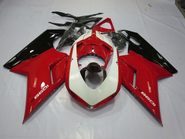 07-14 Rojo & Blanco Ducati 848 1098 1198 Carenados Moto 07-14 Rojo & Blanco Ducati 848 1098 1198 Carenados Moto