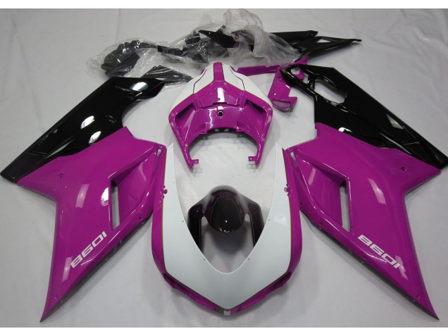 07-14 Rosa Brillante & Blanco Ducati 848 1098 1198 Carenados Moto 07-14 Rosa Brillante & Blanco Ducati 848 1098 1198 Carenados Moto