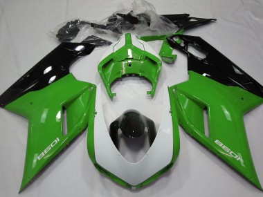 07-14 Verde Brillante & Blanco Ducati 848 1098 1198 Carenados Moto
